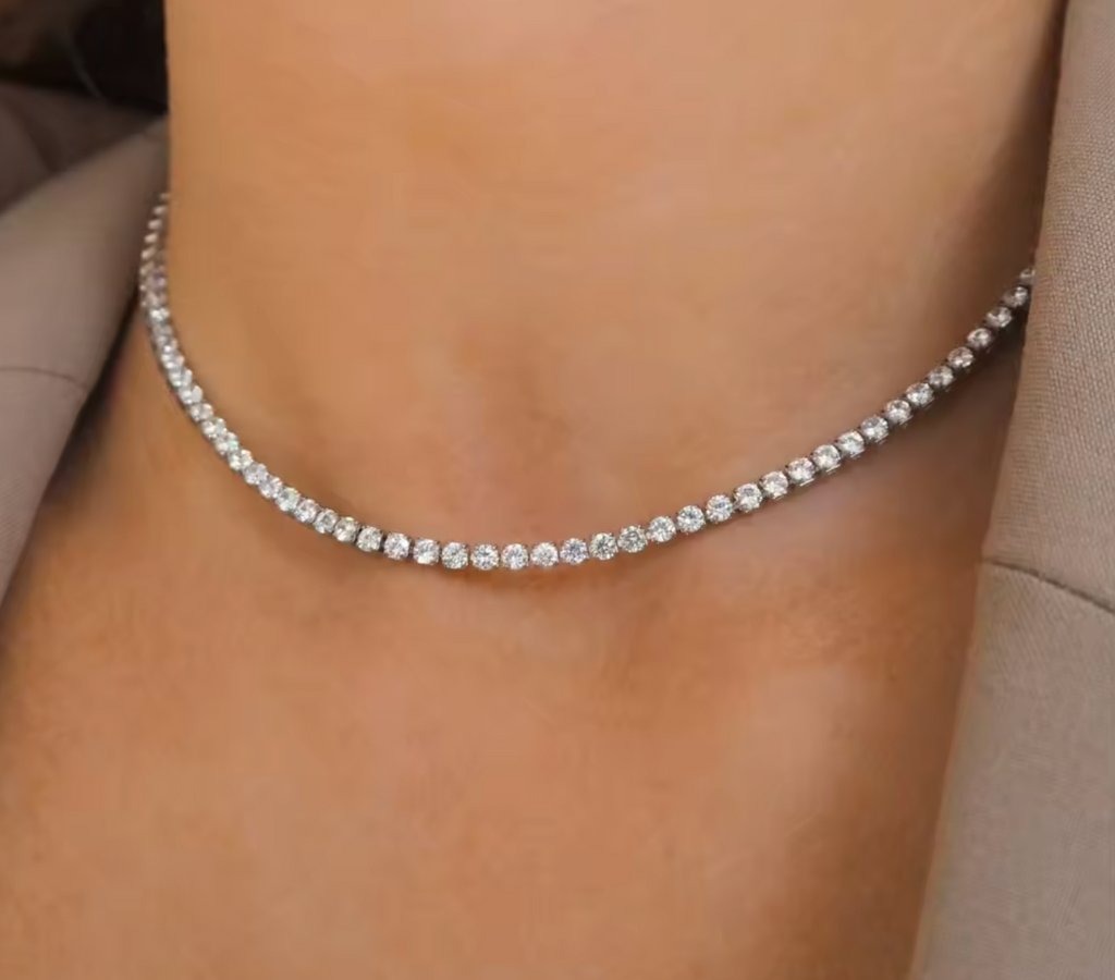 Tennis Bracelet Rhinestone Choker Necklace for Women