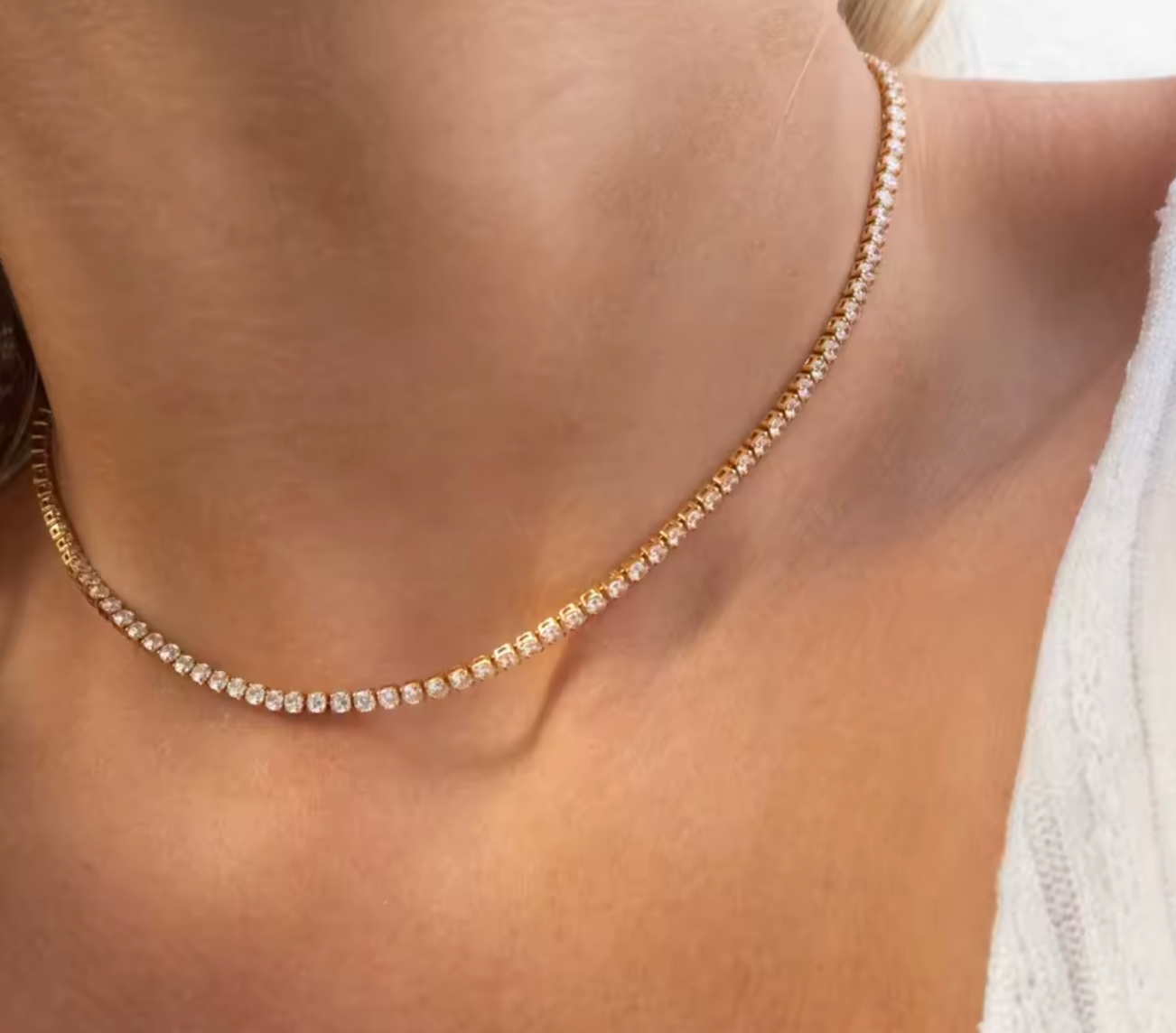 Tennis Bracelet Rhinestone Choker Necklace for Women