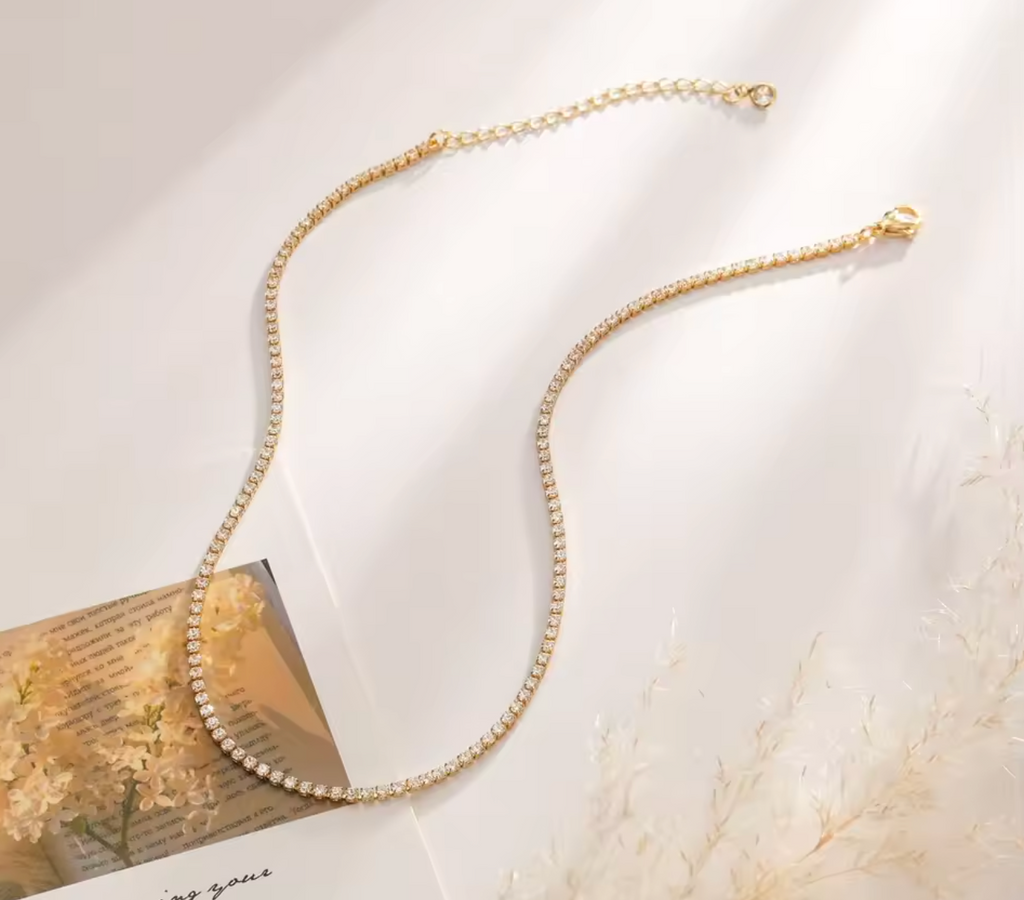 Tennis Bracelet Rhinestone Choker Necklace for Women