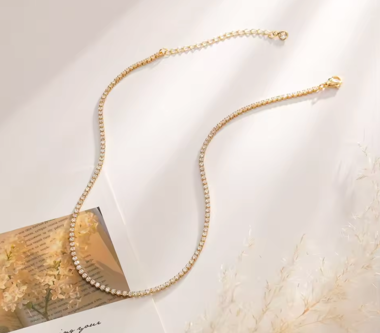 Tennis Bracelet Rhinestone Choker Necklace for Women