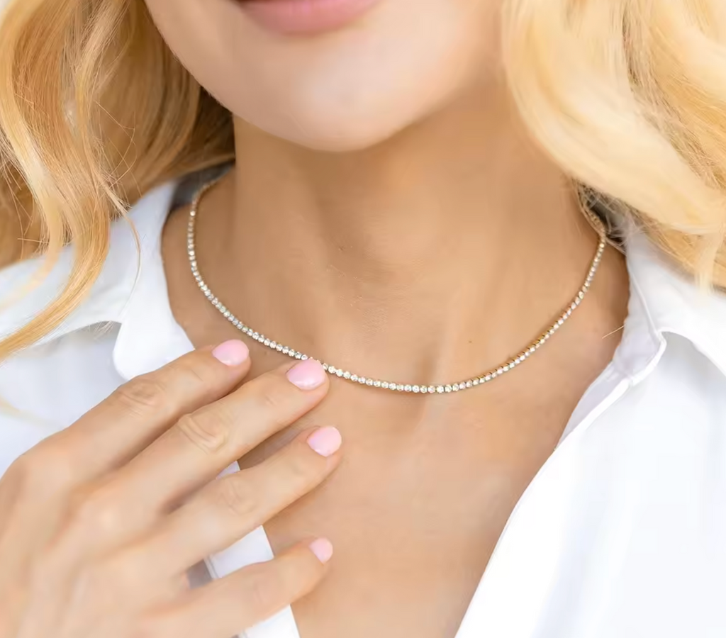 Tennis Bracelet Rhinestone Choker Necklace for Women