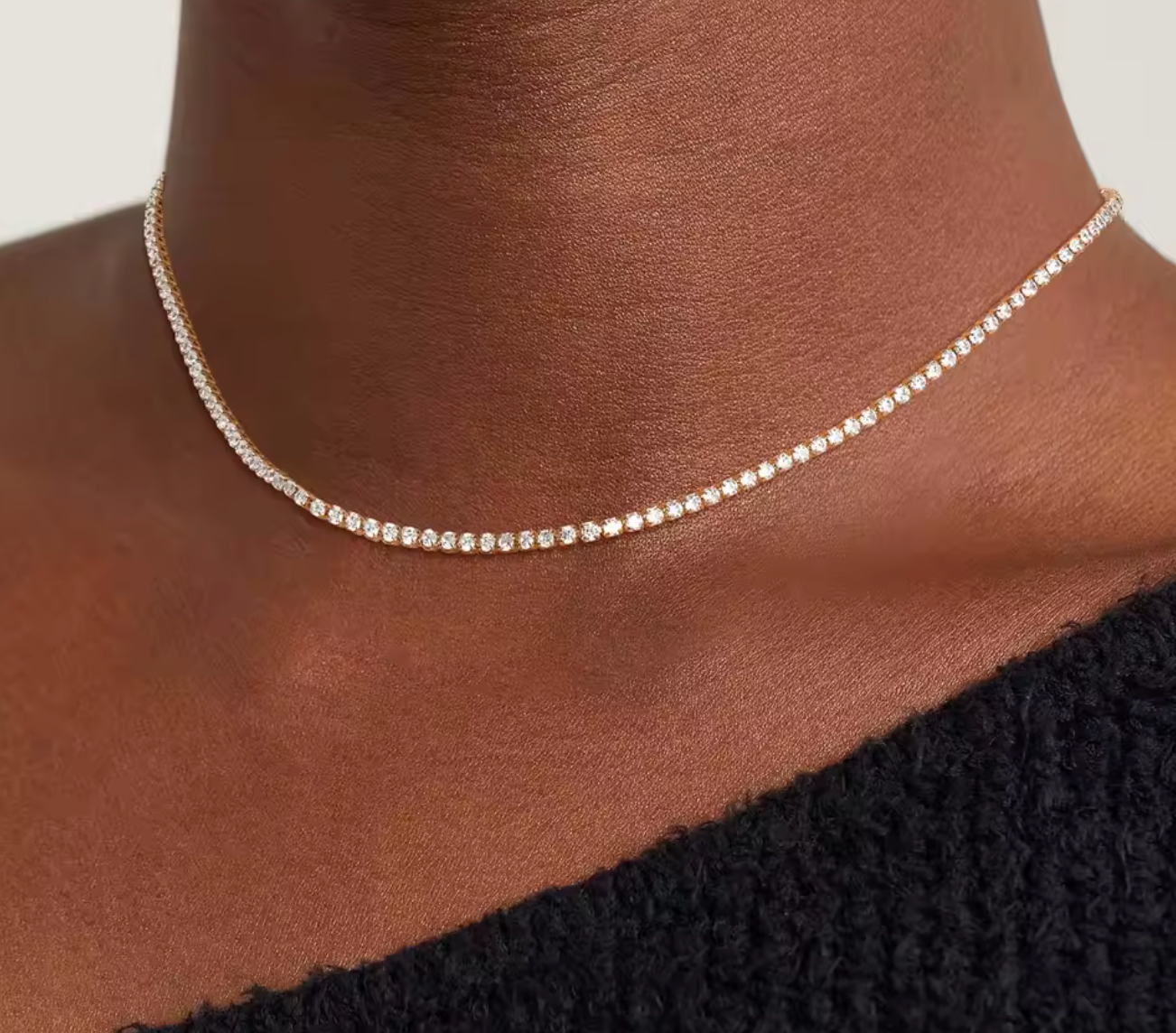 Tennis Bracelet Rhinestone Choker Necklace for Women