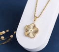 Luxury Clover Pendant Stainless Steel Sweater Chain Necklace for Women