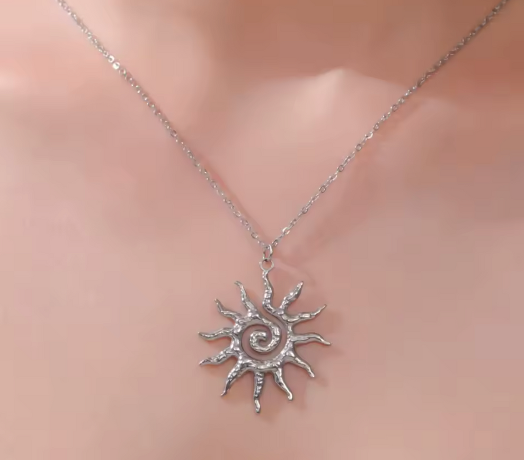 Chic Sun Spiral Pendant Stainless Steel Necklace for Women