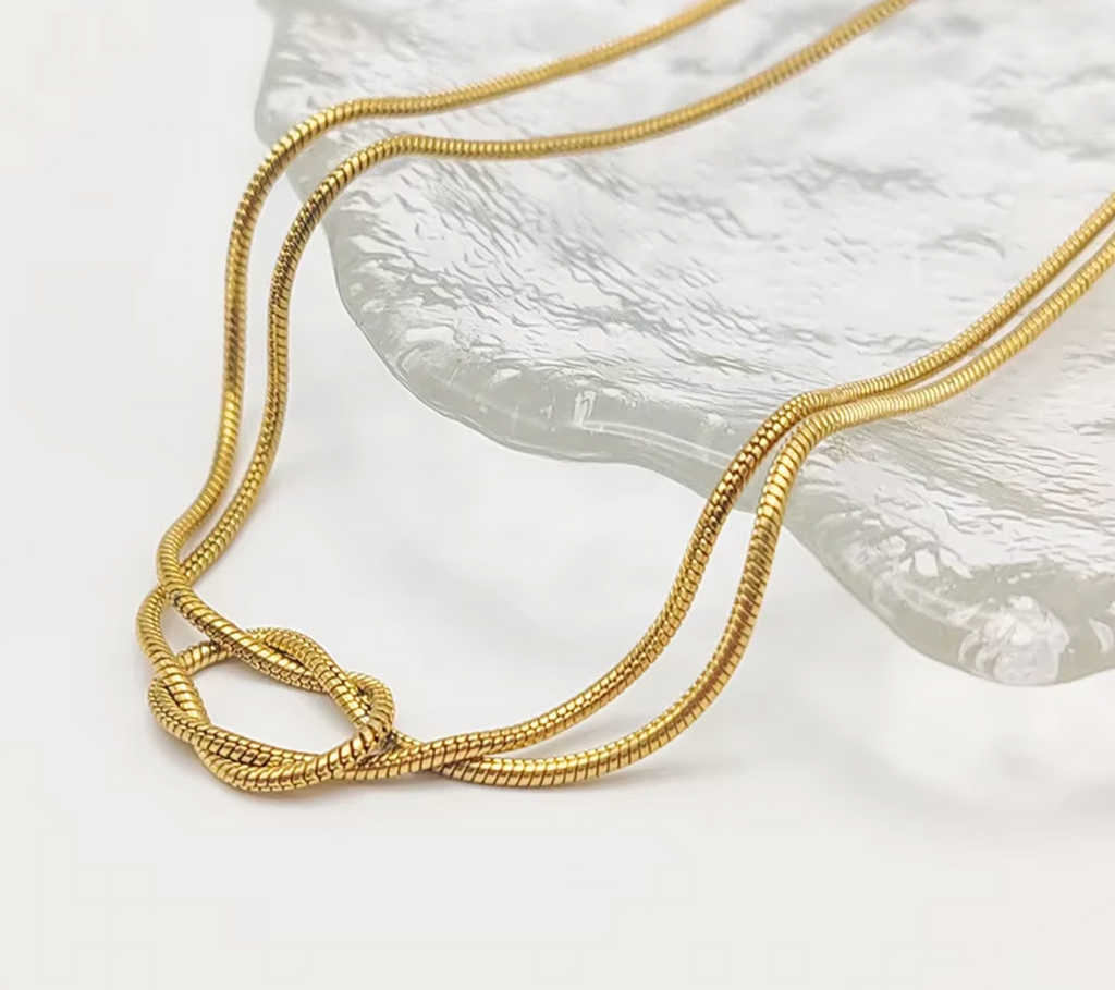 Knot Gold Color Stainless Steel Chain Necklace for Women