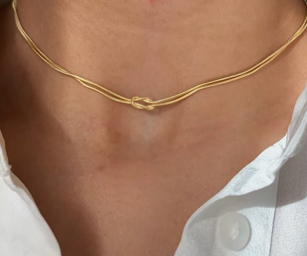 Knot Gold Color Stainless Steel Chain Necklace for Women