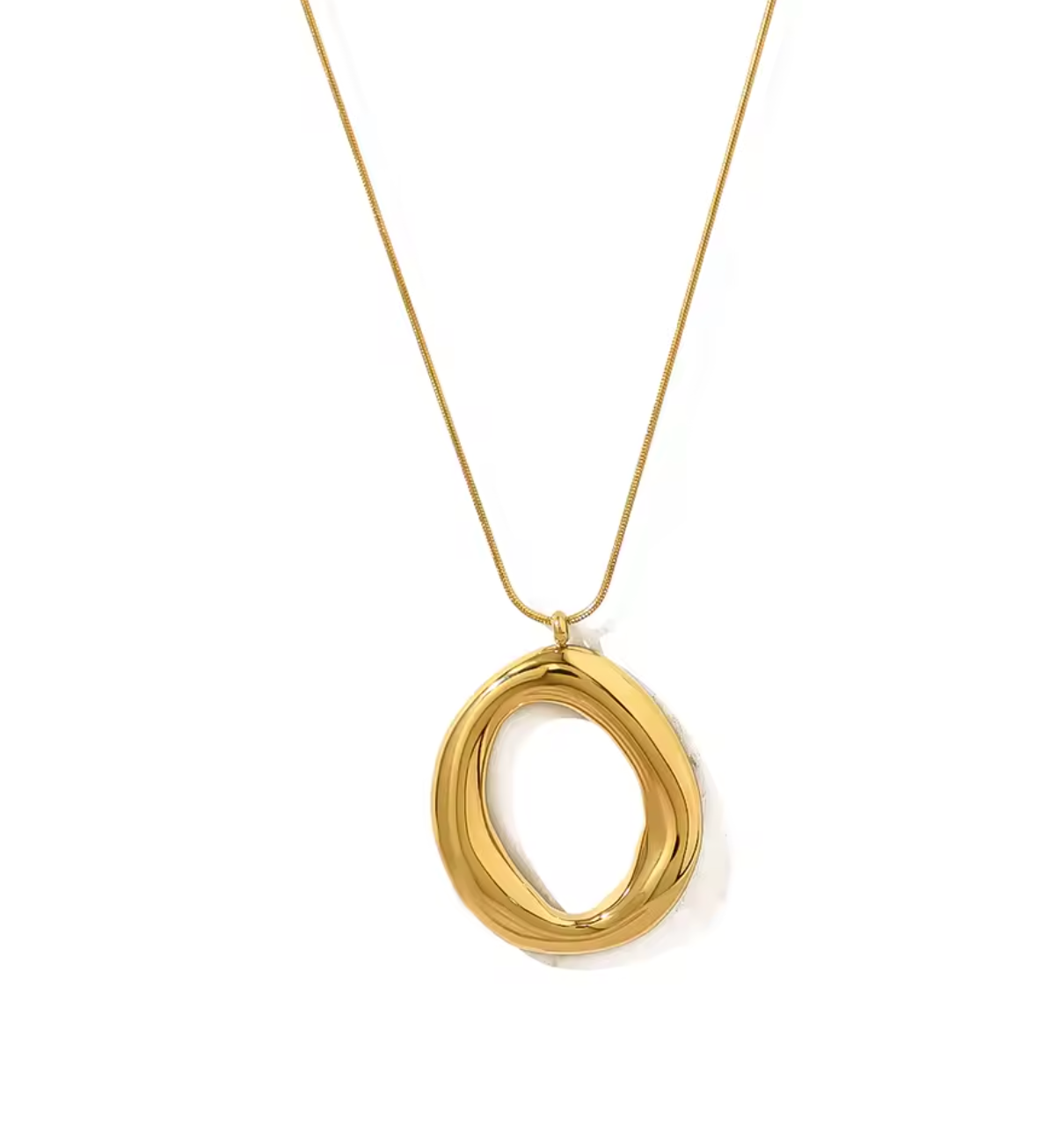 18K Gold-Plated Stainless Steel Irregular Pendant Snake Bone Chain Necklace for Women