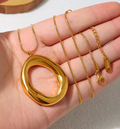 18K Gold-Plated Stainless Steel Irregular Pendant Snake Bone Chain Necklace for Women